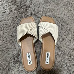 Steve Madden Cream Crisscross Sandals
